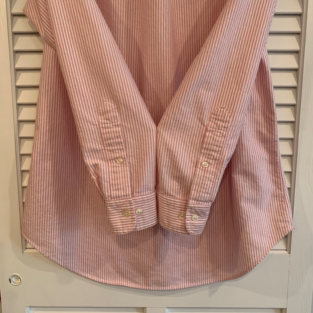 Ralph Lauren Pink White Striped Cotton Classic Fit Long Sleeve Shirt 15/32-33 - Picture 5 of 9
